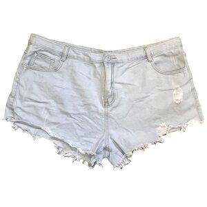 Shein Curve Cut-off Jean Shorts in Light Blue Denim